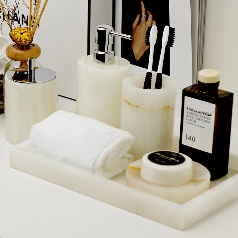 

Hotel wash tray set, white jade marble bathroom, aromatherapy mouthwash cup bathroom