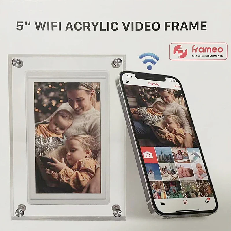 Thick Acrylic Digital Photo Frame 5 Inch Scratch Proof Full HD Video Playback Digital Picture Frame Support JPEG PNG BMP