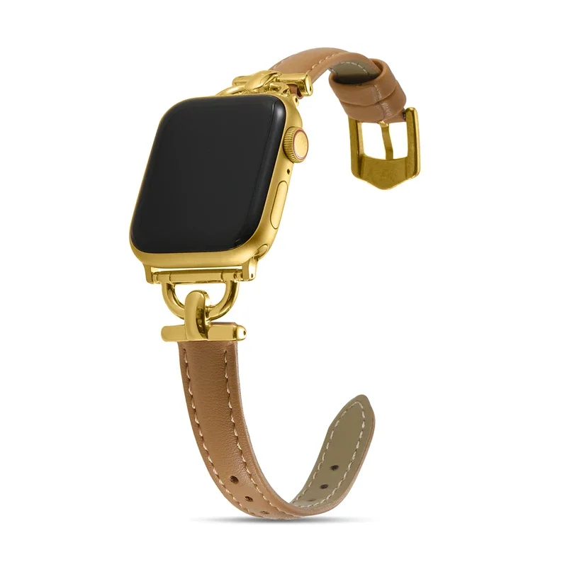Leder Slim Armband für Apple Watch Band 49mm 41MM 45MM 40mm 44mm 38mm 42mm Serie 8 7 SE 6 5 4 Frau dünnes Correa Handgelenkband