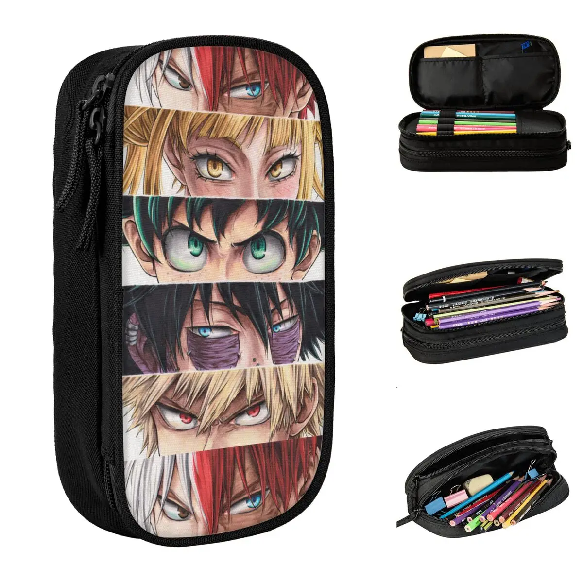 Heroes Eyes Pencil Cases Boku No My Hero Academia Midoriya Izuku Katsuki Bakugou Pencilcase Pen Box Large Storage Bag Stationery