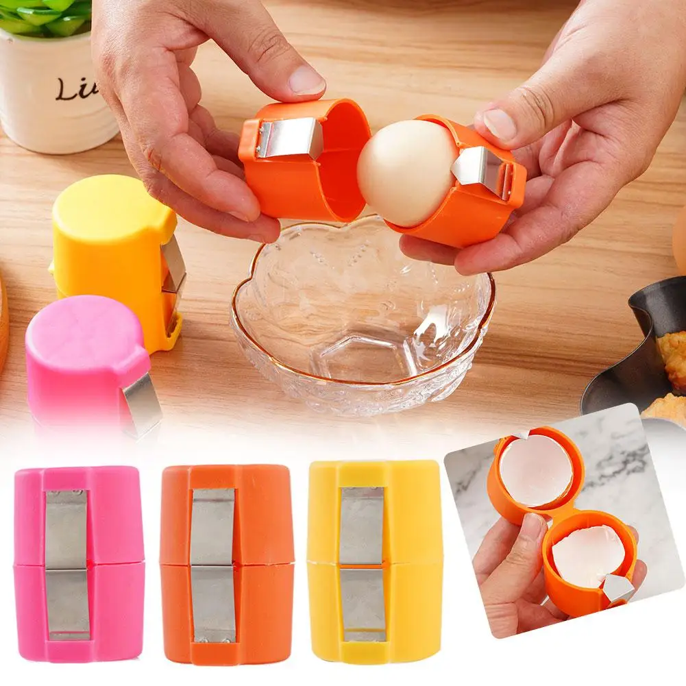 1pc Egg Shell Opener Plastic Stainless Steel Kitchen Baking Tool Egg Peeler Household Handheld Egg Separator Tool For Raw Eggs