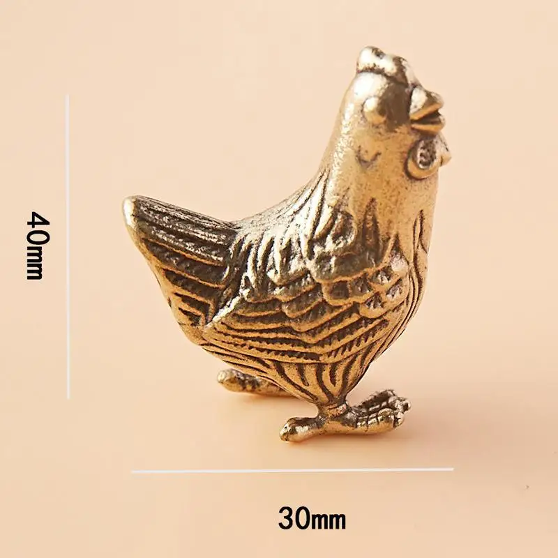 Solid Twelve Zodiac Creative Tea Pet Home Decoration Desktop Brass Rooster Small Ornament