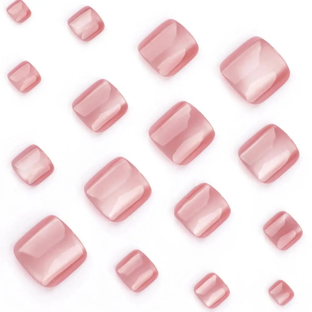 96 قطعة/صندوق 4 ألوان عين القط اضغط على أظافر الفرنسية قصيرة مربع الضغط على أظافر تصميم غطاء كامل لارتداء القدمين مستلزمات الأظافر