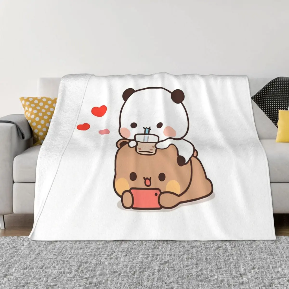 

Bubu Dudu Cartoon Blankets Bubble Tea Coral Fleece Plush Decoration Bedroom Bedding Couch Bedspread