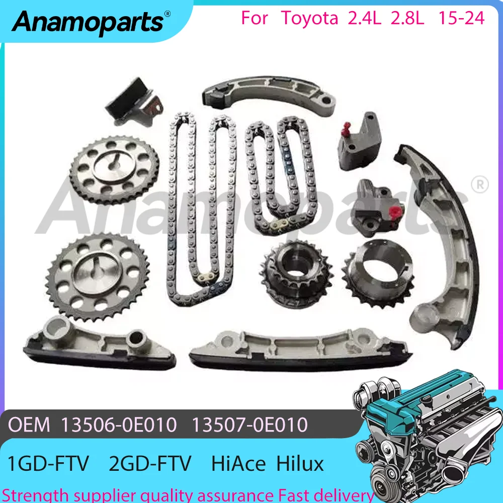 Engine Timing chain Kit For 2.4 2.8 15-24 Toyota HiAce Diesel Bus Hilux LandCruiser Prado Diesel 1GD-FTV 2GD-FTV 13507-0E010