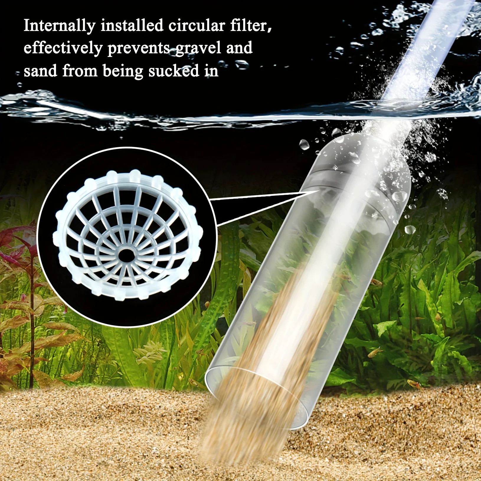 3-in-1 Multifunctional Aquarium Water Changer Manual Fish Tank Cleaning Siphon with Flow Control Debris Vacuum Fish Tank Drainer