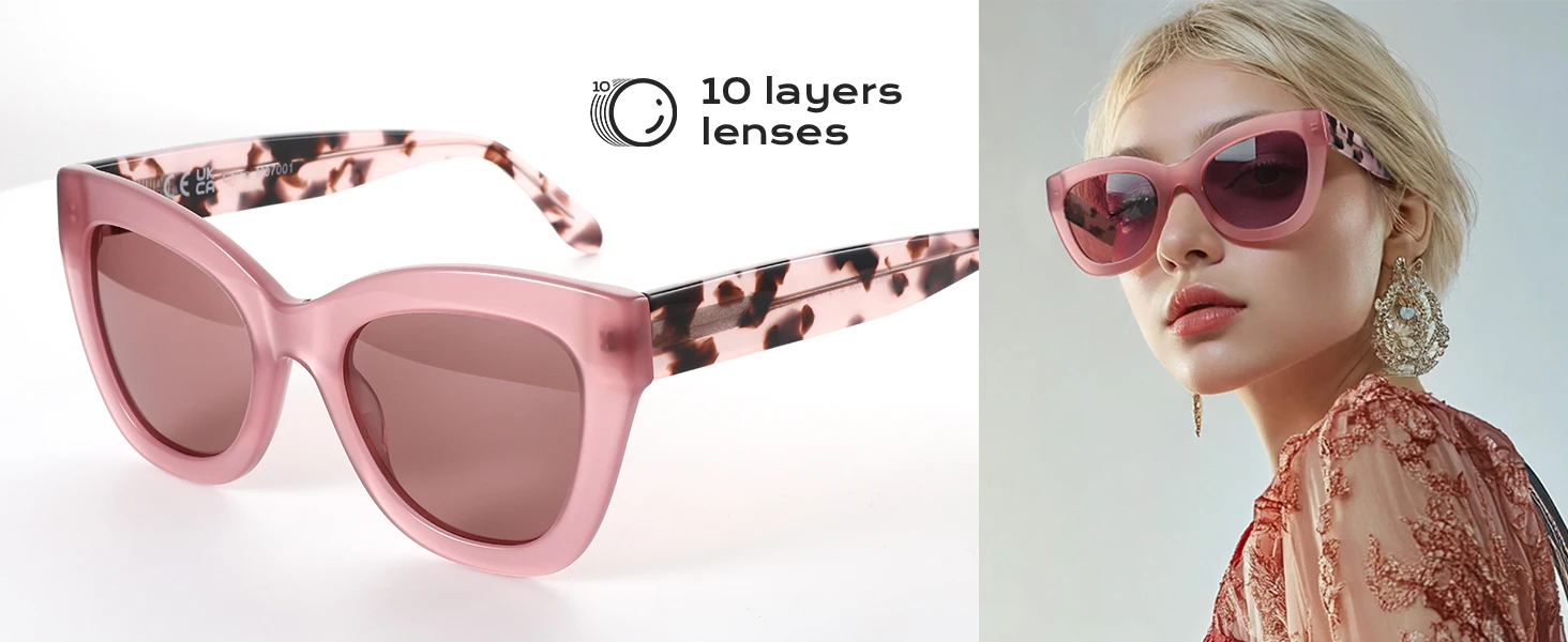 ZENOTTIC Handgefertigte polarisierte Sonnenbrille aus Acetat, modischer quadratischer Schatten, UV400-Schutz, Sonnenbrille für Damen – Detail 4