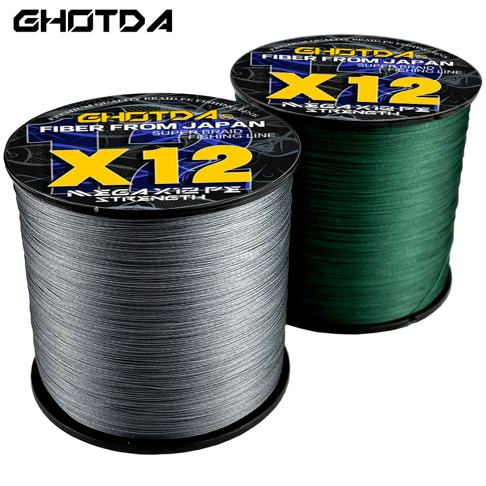 Ghotda 12Braided Fishing Line 300M100M Super Strength 11.3-54.5kg Japan 100% PE Braided Line