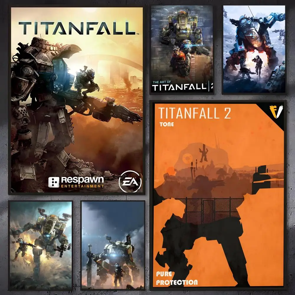Póster autoadhesivo de juego Titanfall 2, pegatina de papel impermeable, decoración de pared para cafetería, Bar y habitación