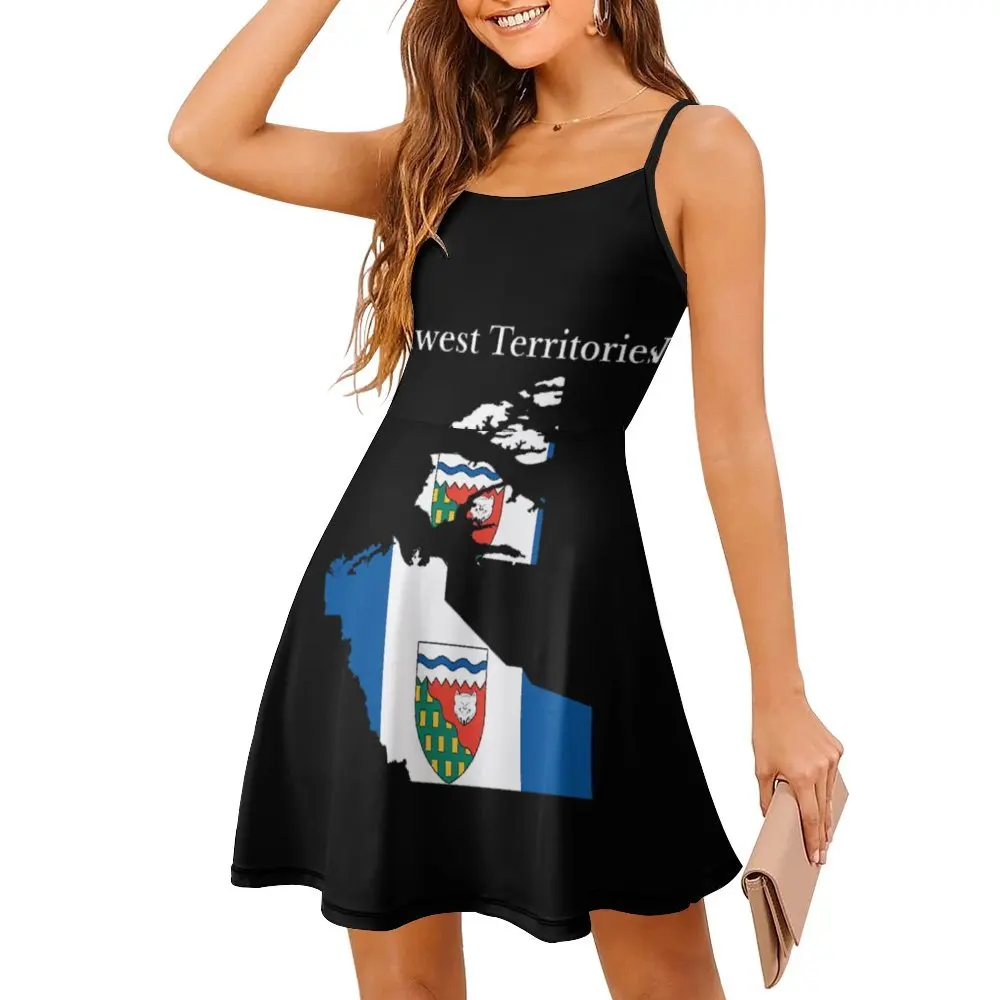 Northwest Territories Flag Map, NT, Canada Novelty Sexy  Woman's Dress Women's Sling Dress Cool Cocktails The Dress