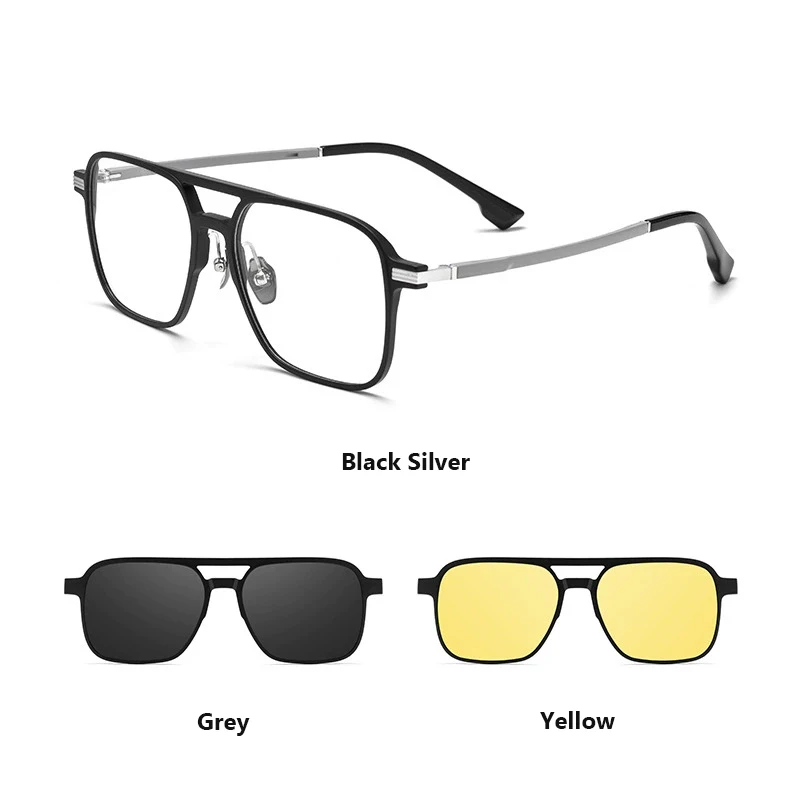 2027 2 In 1 Magnet Sunglasses Women Men Retro Eyeglasses Frames magnetic Clip On Sun Glasses Frame eyewear male spectacles