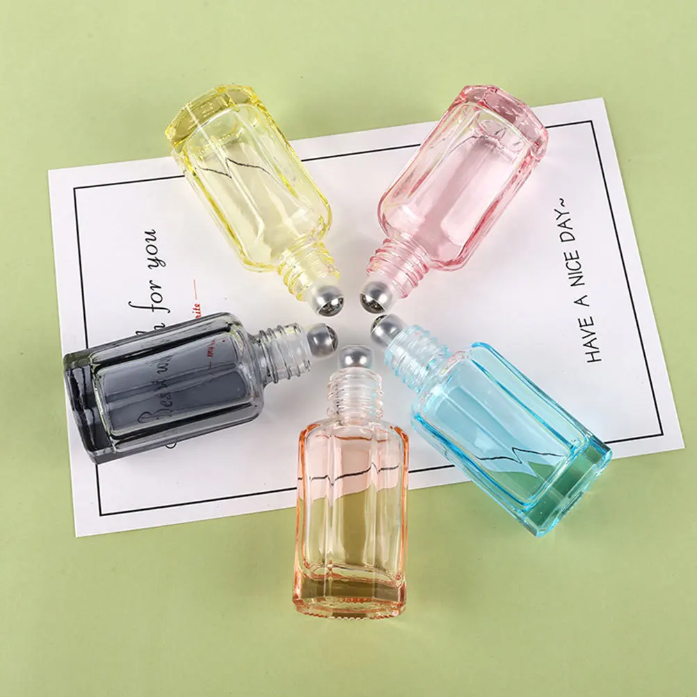 

6Pcs Refillable Essential Oil Bottles Glass Roller Bottles Perfume Subpackaging Travel Dispenser Leakproof