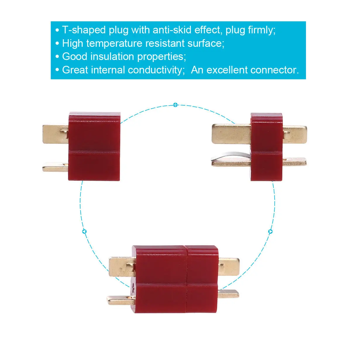 10Pairs T-Plug Connectors Style Male Female Flame-Resistant Gold-Plated Copper for Rc Lipo Battery Car Boat Plane