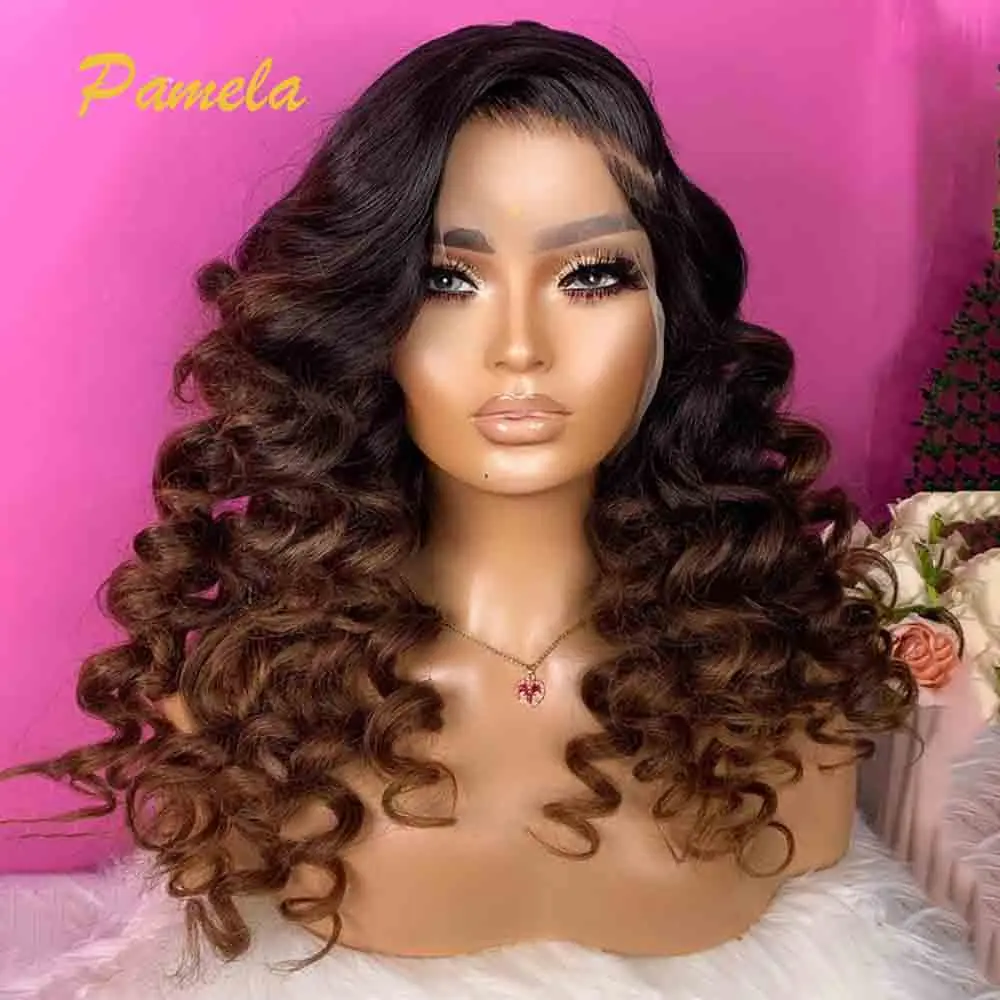 Highlight Deep Wave Ombre 1b 4 Colored Glueless Wig Human Hair Ready To Go Honey Blonde 13x6 HD Transparent Lace Frontal Wigs