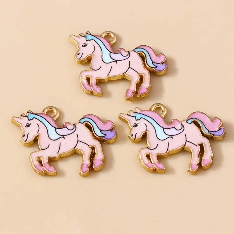 Leslie 10 Stück Emaille Pferd Regenbogen Einhorn Charms Anhänger für DIY handgemachte Ohrringe Armbänder Halsketten Schmuckherstellung Handwerk – Detail 6