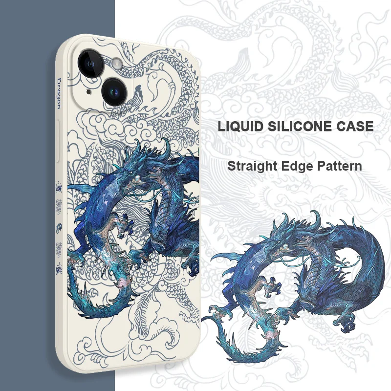Blue Dragon Phone Case For iPhone 17 17 Air 16 16e 15 14 13 12 11 Plus Pro Max Mini Silicone Cover