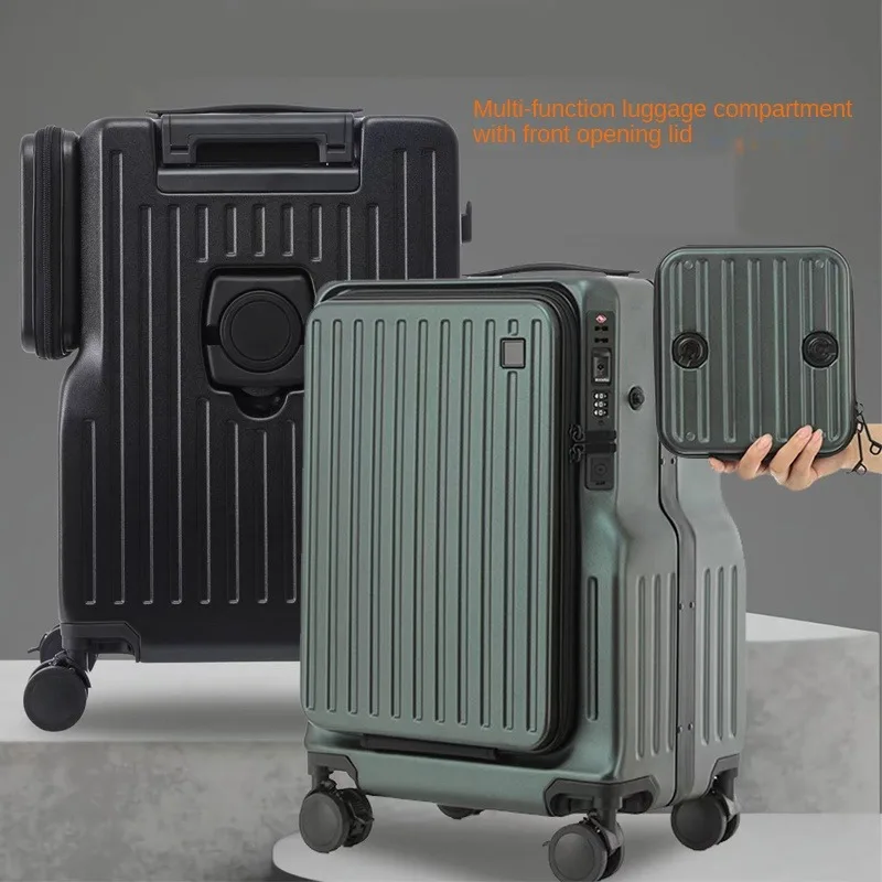 20 Inch Boarding Box New Multifunctional Front Opening Lid Luggage Brake Universal Wheel TSA Lock Aluminium Frame Trolley Case