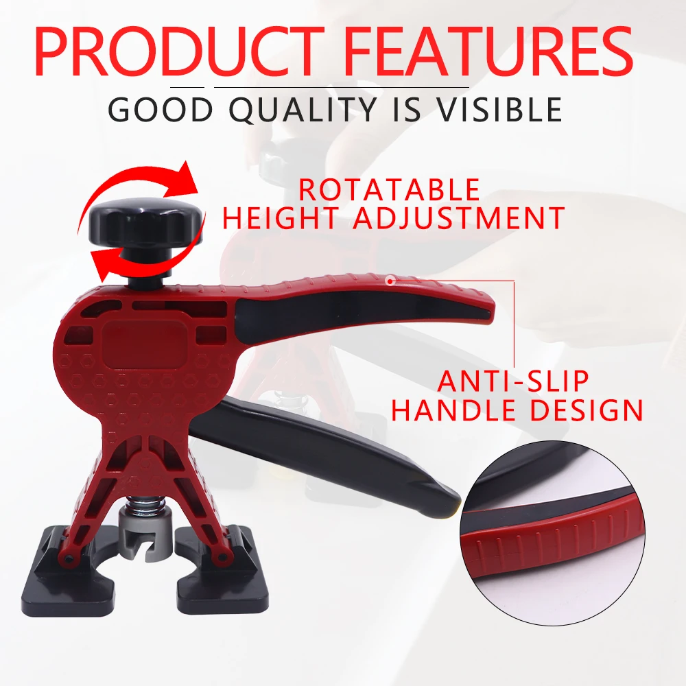 

Car body dent repair tool with pull hammer, dent repair tool head, and no-body-work-and-paint tool; lockable pull head.