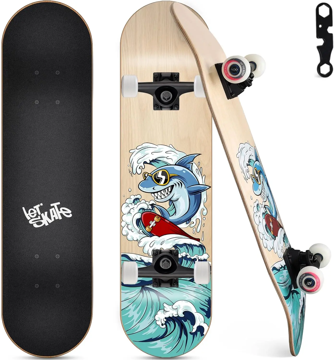 

31"x8" Complete Skateboard for Beginners, Kids Teens Adults, 7-Layer Maple Deck with All-in-1 Tool