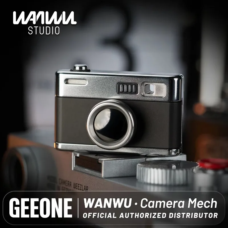 WANWU EDC Camera-Mech Push Slider Retro Camera Shape Metal Fidget Toy Clicker Ratchet Mini Portable Pocket Toy Collection Gift