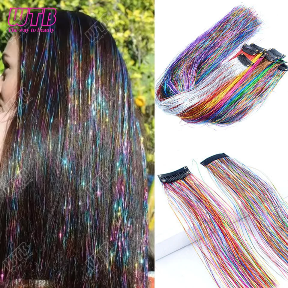 Synthetic Hair Tinsel hair Extensions Hair for Women and Kids - Sparkling Hair Accessorie Easy to use