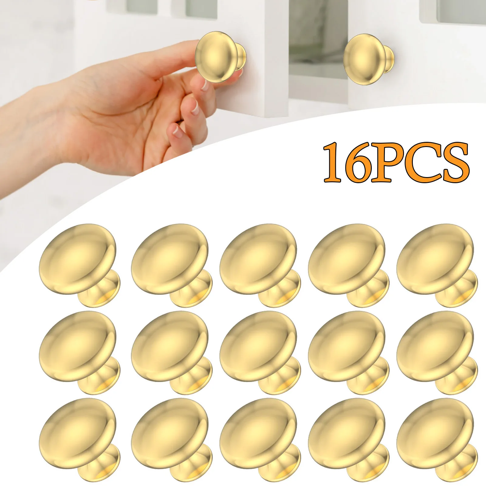 

16Pcs Round Cabinet Door Knobs for Dresser Wardrobe，Single Hole Alloy Closet Knobs Handle Golden Solid Knobs Drawer Pulls