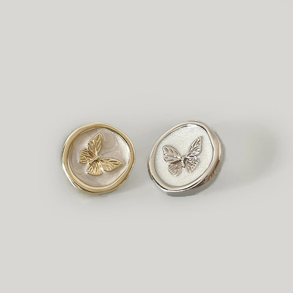 

10pcs 18/23mm Butterfly Round Metal Buttons for Coat Dress Sewing, Gold Silver Decorative Buttons, Fashion Clothing Accessories