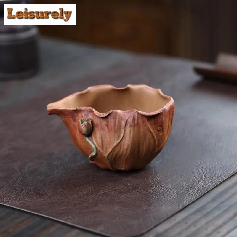 

210ml Yixing Zisha Lotus Tea Pitcher Pour Tea Fair Cup Cha Hai Dispenser Household Justice Cup Fair Mug Cafes Gift Accessories