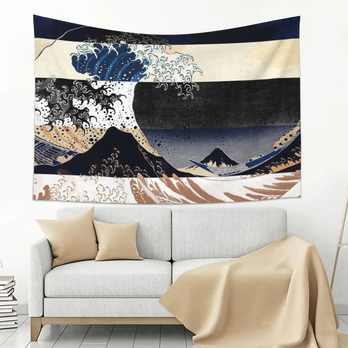 

Great Wave Off Kanagawa Color Glitch Tapestry Nordic Home Decor House Decoration Kawaii Room Decor Tapestry