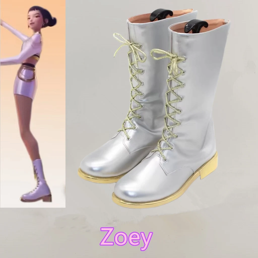 

Kpop Demon Hunters Zoey Косплей Костюм Обувь Сапоги из искусственной кожи ручной работы