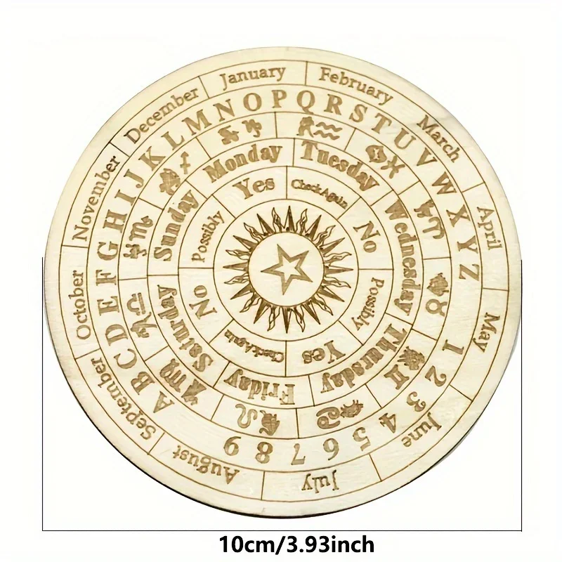 Mystical Wooden Zodiac Pendulum Board - Star, Sun & Moon Design For Divination, Meditation & Home Decor Astrology Decor