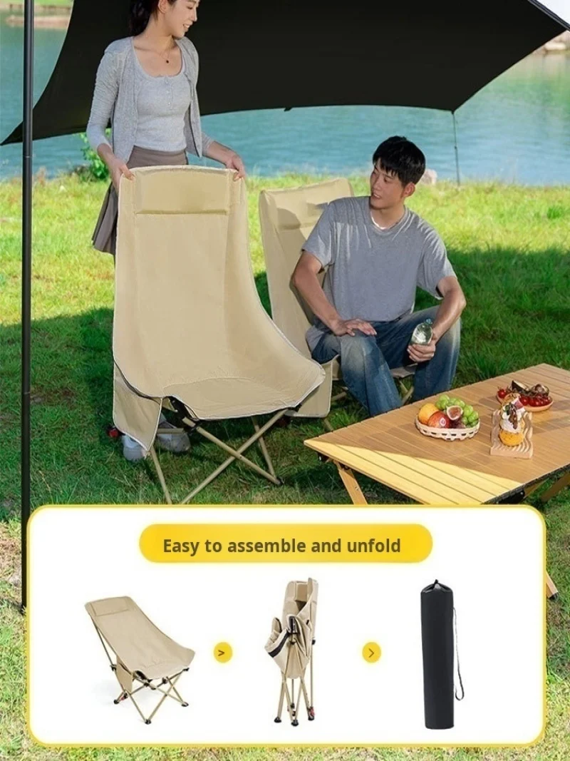 Multifunctional Outdoor Camping Chair Lightweight Portable Moon Chair Waterproof Oxford Fabric Adjustable Height  Fishing Stool