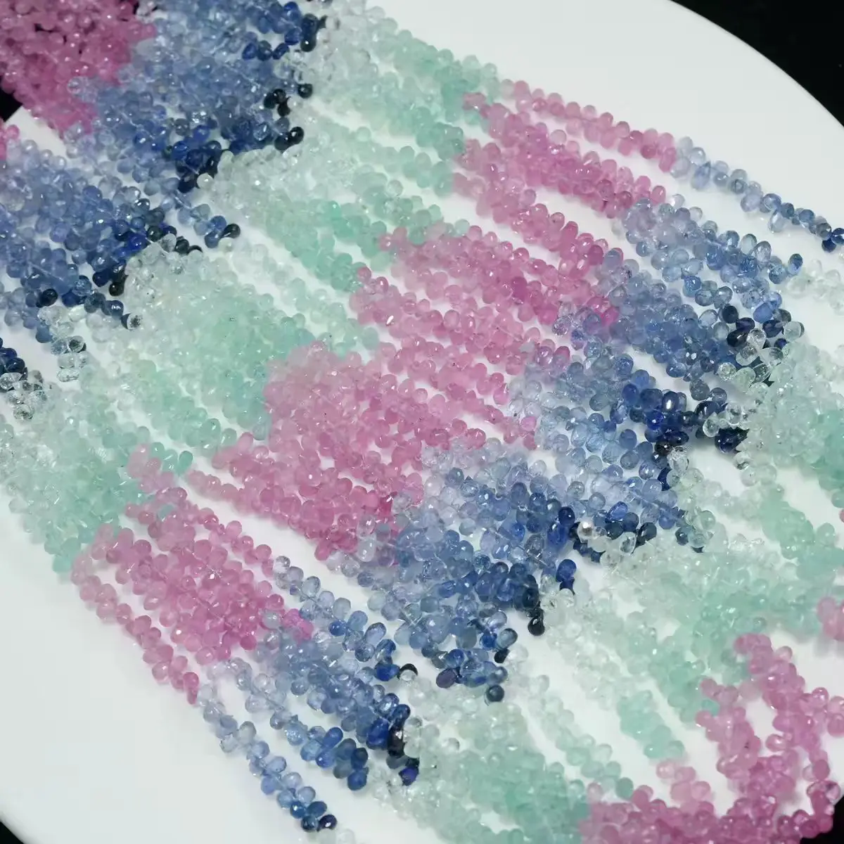 6A Emerald Sapphire Ruby Drop Faceted 3-5mm 40cm Loose Beads for Jewelry Making Wholesale Necklace FPPJ