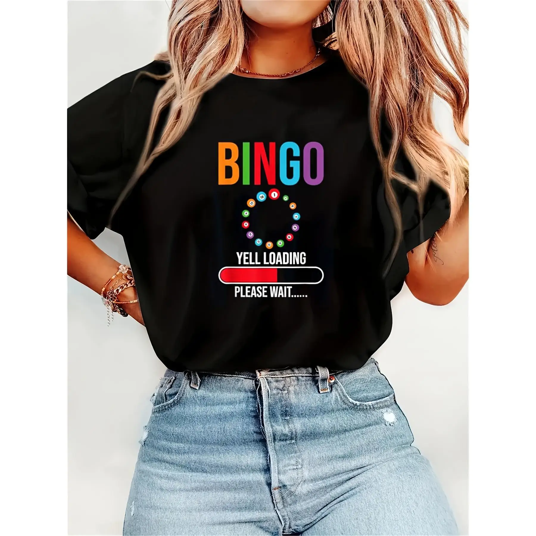 

Funny Bingo Game Night Women'S T-shirts Interesting Design Short-Sleeved T-shirts Comfy Casual Sports