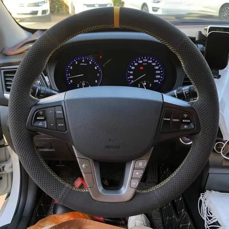 Customize DIY Comfortable Soft Suede Leather Car Steering Wheel Cover For Hyundai Mistra 2013 2014 Car Accessories Car Interior
