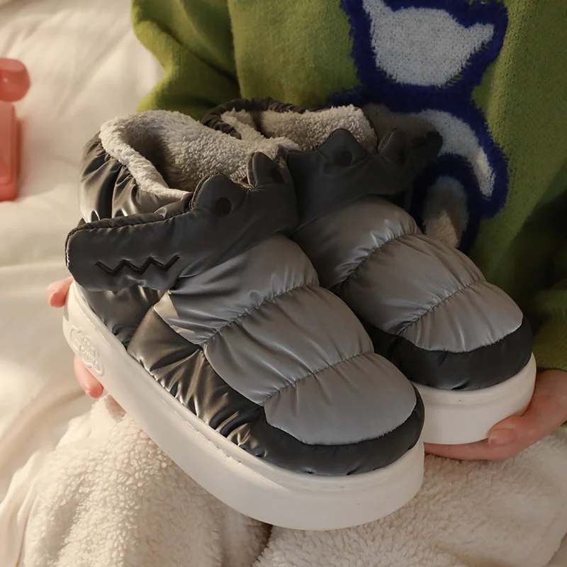 Men's Cotton Boots Shoes For Outdoor 2023 Winter Warm Women Slippers Anti Slip Thickened Bag Heel Cotton Slippers For Couples