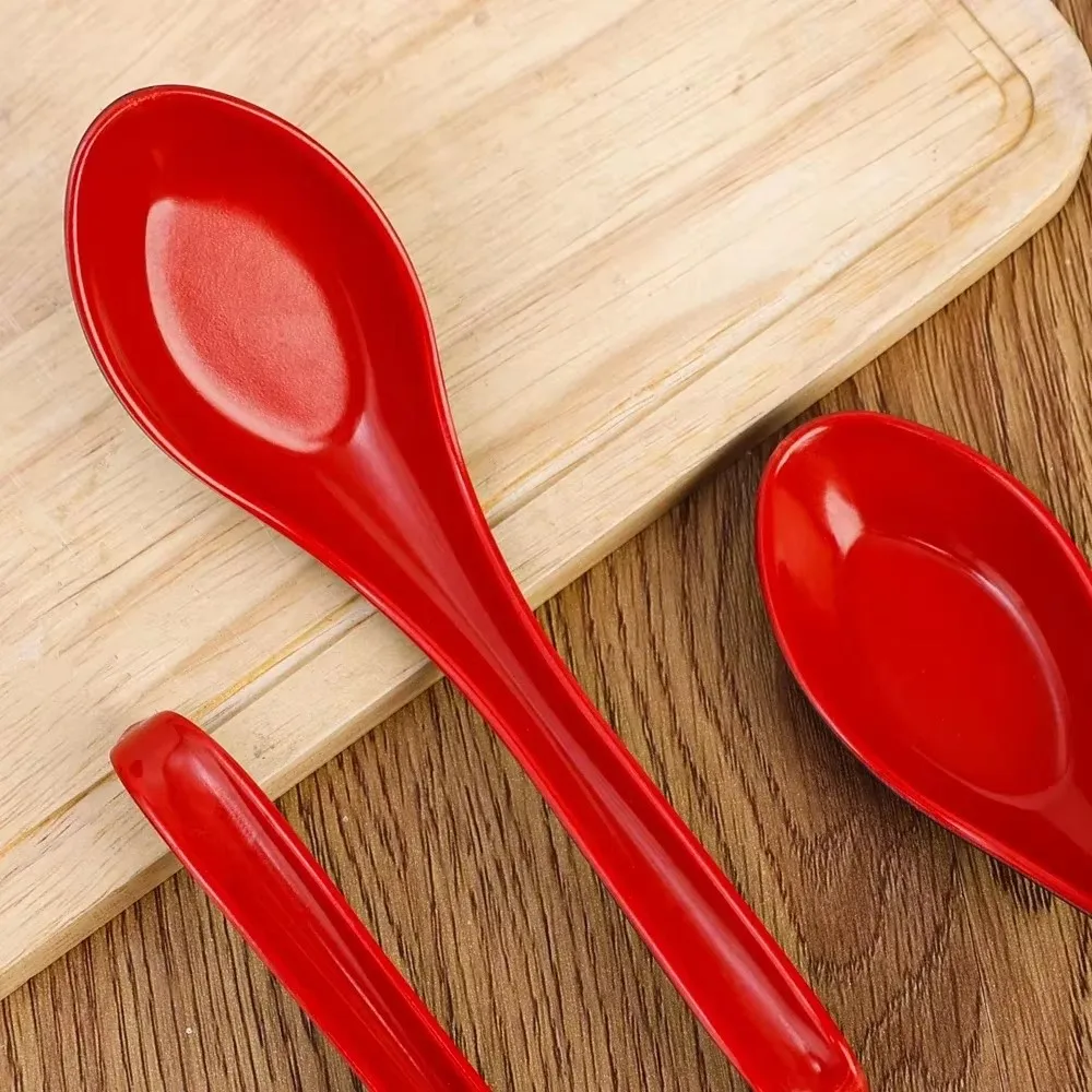 Red And Black Soup Spoons Spoon Plastic Bicolor With Hook Practical Portable Long Handle Anti Scalding Antiskid Kitchen Tools