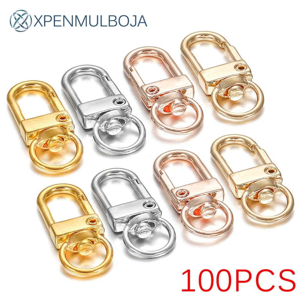 100pcs Rotating Dog Buckle Gold Plated Lobster Clasps Hooks For DIY Jewelry Making Key Ring Chain Necklace Accessories Wholesale