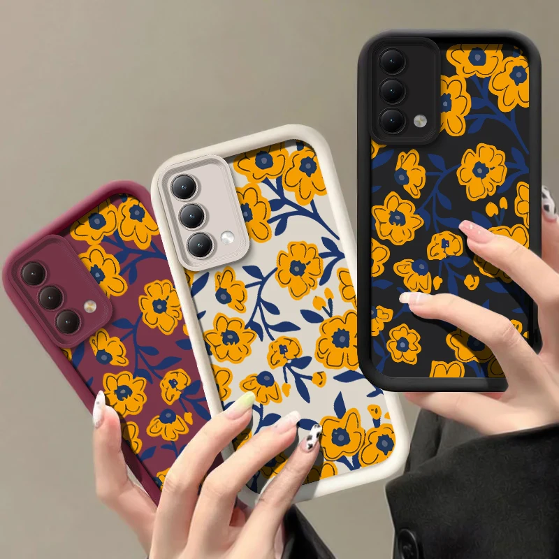 Painting Flower Phone Case For OPPO A17 A17K A16E A15S A12 A9 A5 2020 A5X A5S A3 Pro Shockproof Matte Silicone Soft TPU Cover