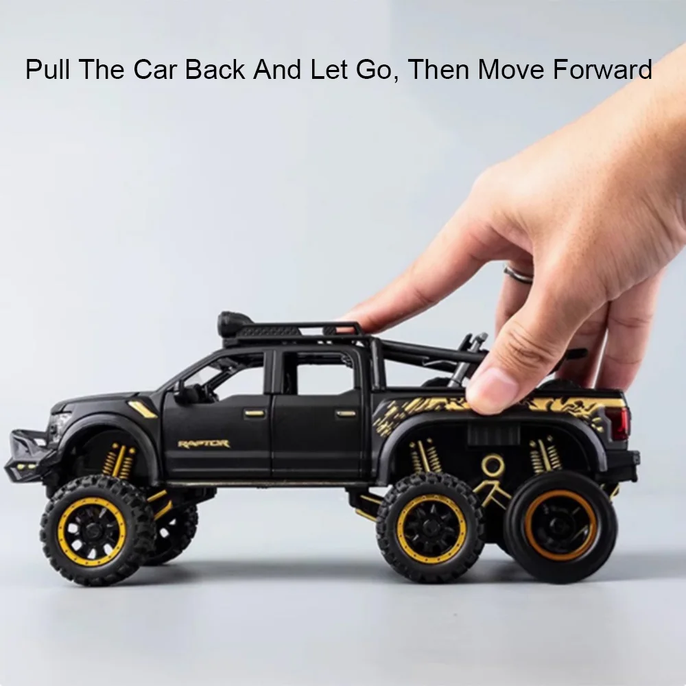 1:28 Raptor F150 X-Class Model Car Toy Alloy Diecasting Pull Back and Sound Light Cars Models Holiday Gift for Children