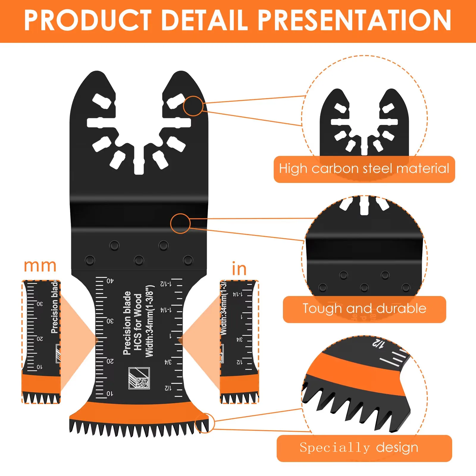 10Pcs Japanese Oscillating Saw Blades High Carbon Steel Bi-Metal Curved edge Multitool Blades Sharp Wear Resistant Cutter Blade