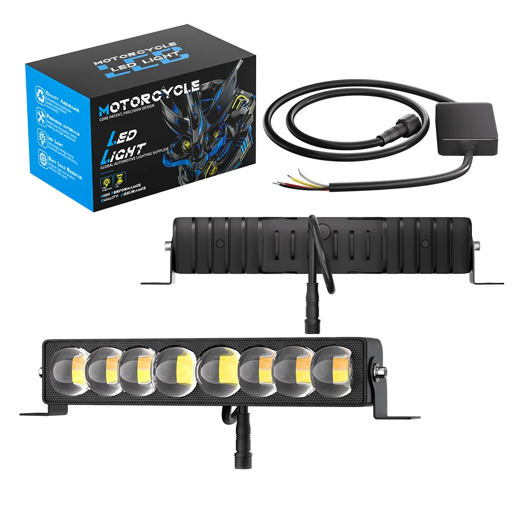 

80W High Power Yellow White Dual Color Auxiliary Spot LED headlight Motorcycle Flashing Front Lamp Retrofit Car Accessories