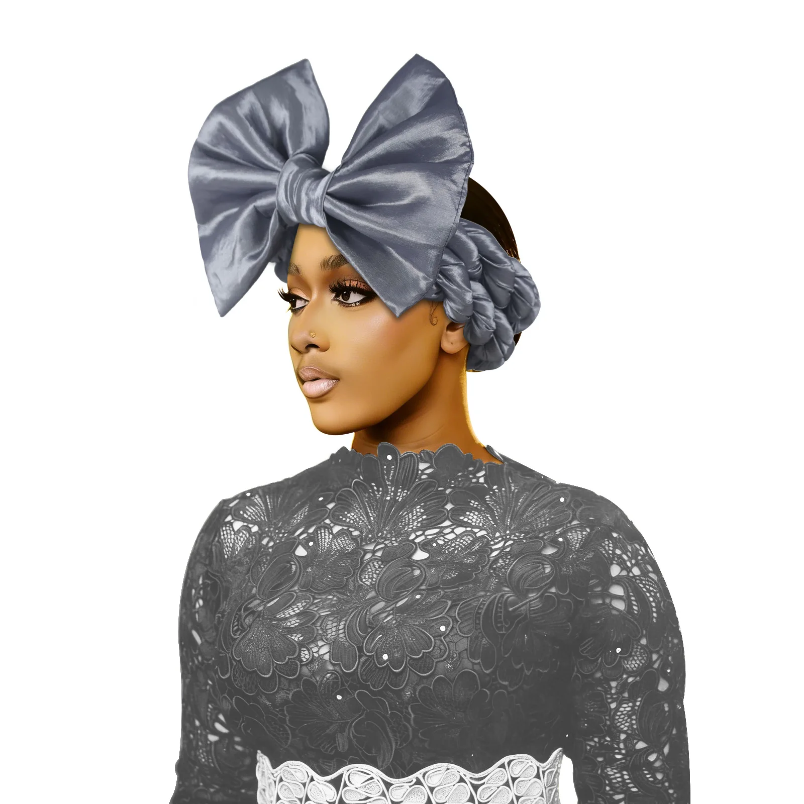 

Fashion Satin Twist Braids Bowknot Headband Elastic Headwear African Cap Nigerian Wedding Gele Women Turban Bandana Bandage Wrap