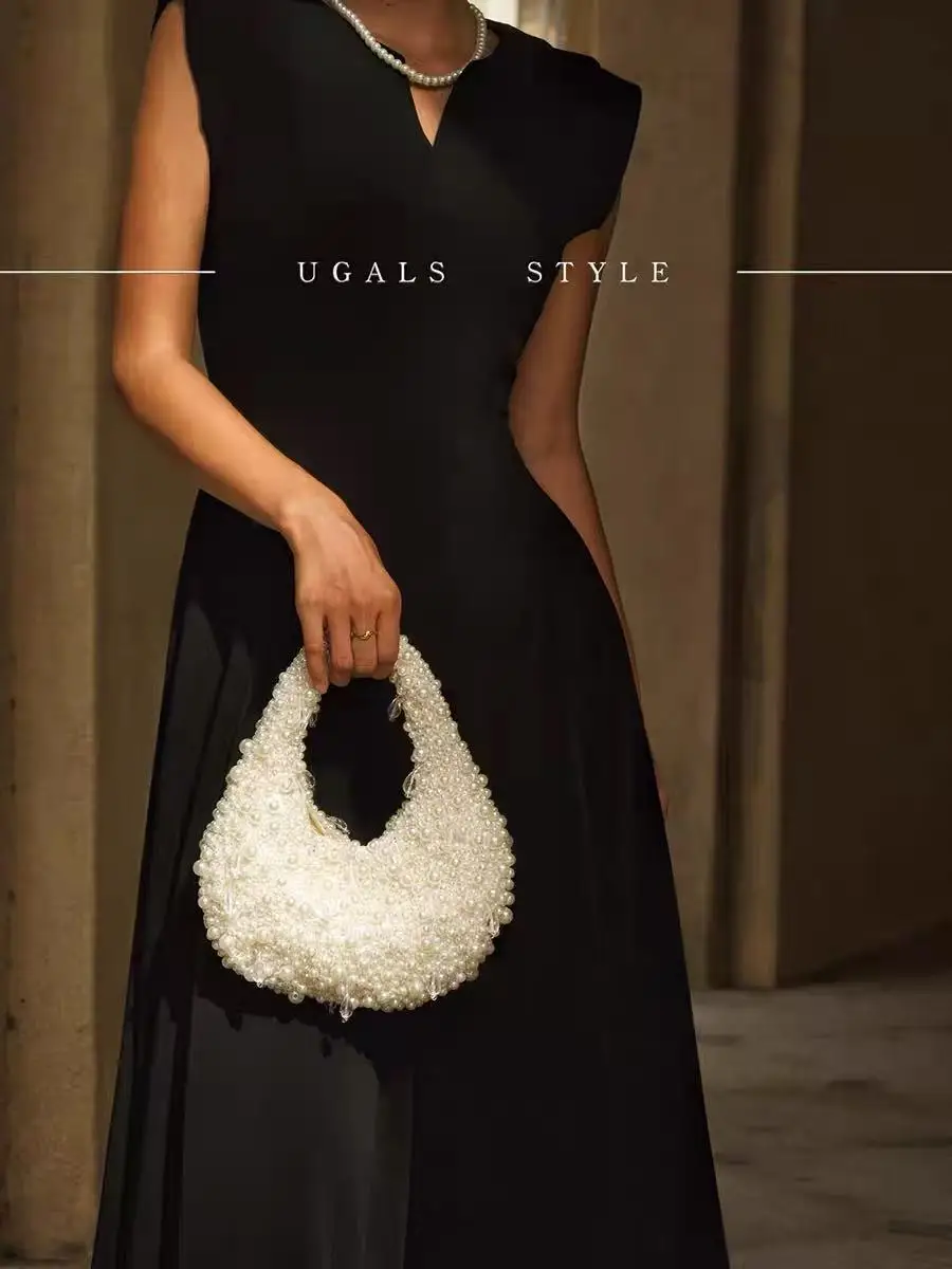 Transparent Beads Beading Exquisite Banquet Bag Pearl Beaded Handmade Women Handbag Wedding Party Clutch Purse Shoulder Bag