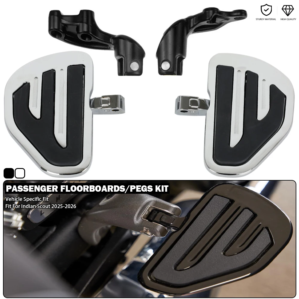 Passenger Floorboards Rear Footboard Foot Pegs Mounts Kit Fit For Indian 101 Scout Bobber/Classic/Super/Sport/Sixty/RT 2025-2026