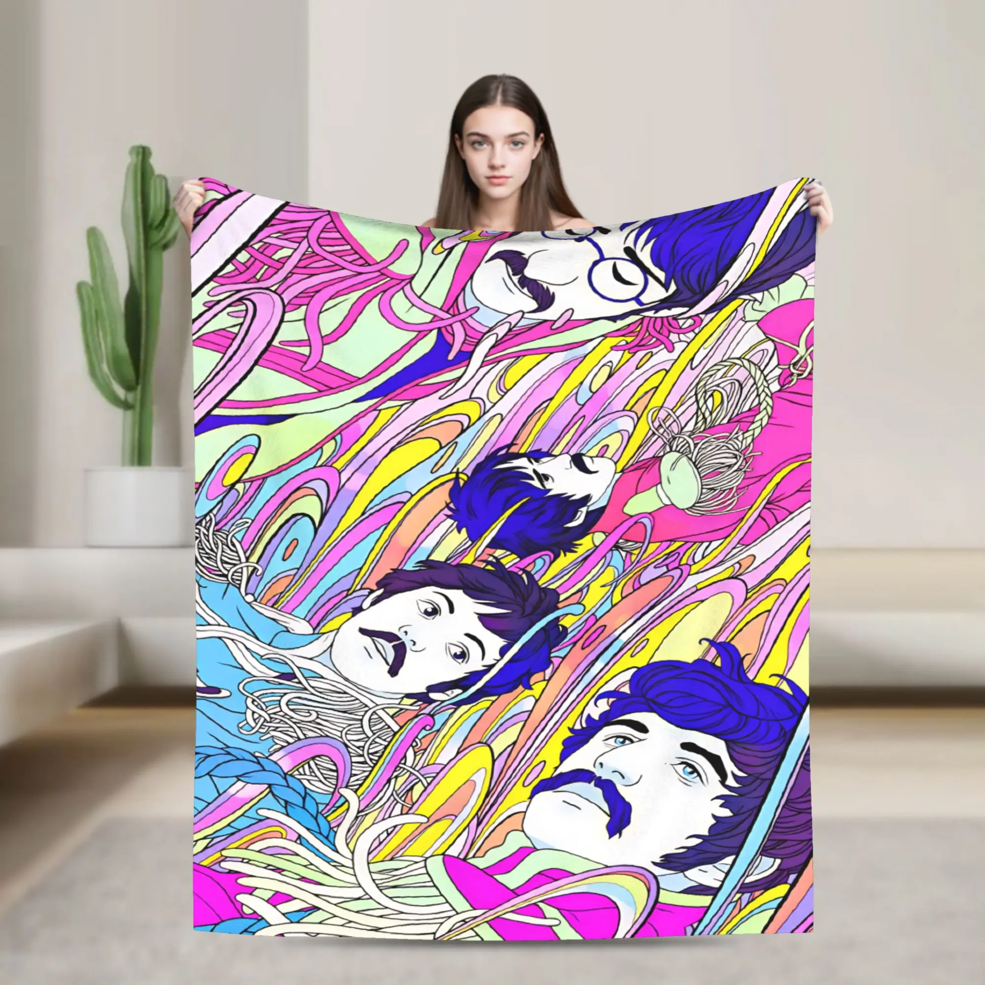 Beatled Music Warm Soft Blanket  Students Plush Throw Blanket Comfortable Couch Chair Flannel Bedspread Sofa Bed Cover