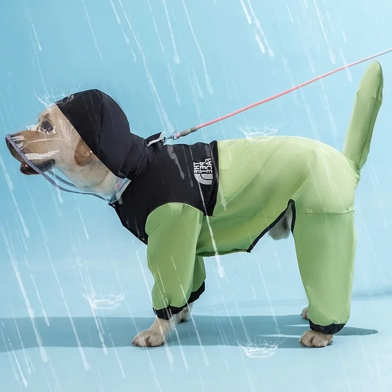 

Raincoat for Big Dogs Pet Rainy Day Four-legged Waterproof All-Inclusive Clothes Golden Retriever Hooded Rain Poncho