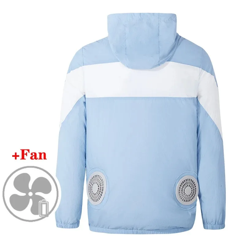 Summer Cooling Fan Jacket with 2 Fans USB Cable Wearable Air Conditioned Coat for Women Men Hunting Hiking