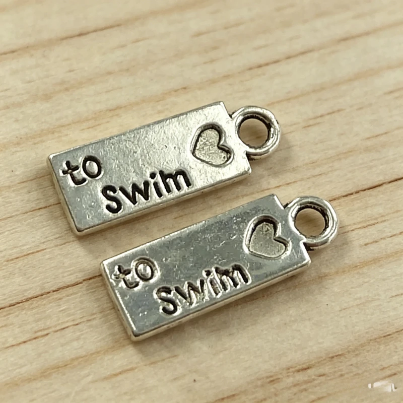340 Stück antiksilberfarbene Schwimm-Wortanhänger, 18 x 7 mm, für DIY-Armbänder, Ohrringe, Schmuckherstellung # 4023 – Detail 1