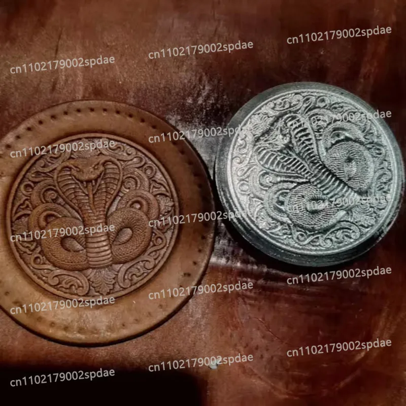 3D Chinese Zodiac Snake Leather Embossing Mold - Aluminum Alloy Stamping Tool For Leather Craft, 5cm Diameter